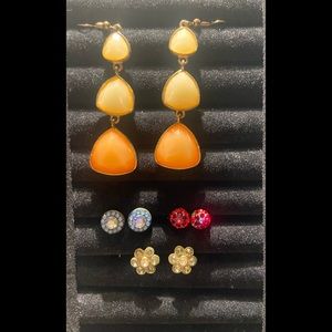 Lot of 3 studs 1 drop pairs of Earrings crystals light